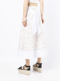 Asymmetrical Spliced Tulip-Printed Midi Skirt Photo 3