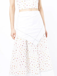Asymmetrical Spliced Tulip-Printed Midi Skirt Photo 5