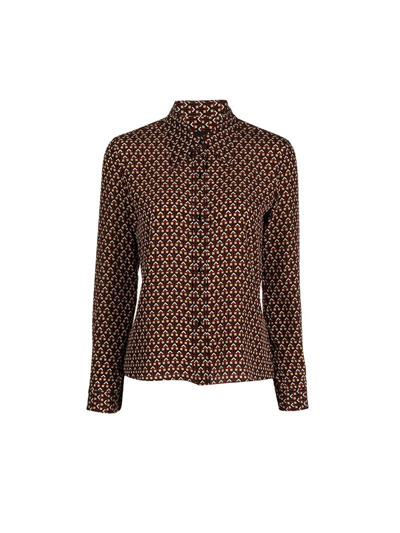 Simone Geometrical Print Silk Blouse