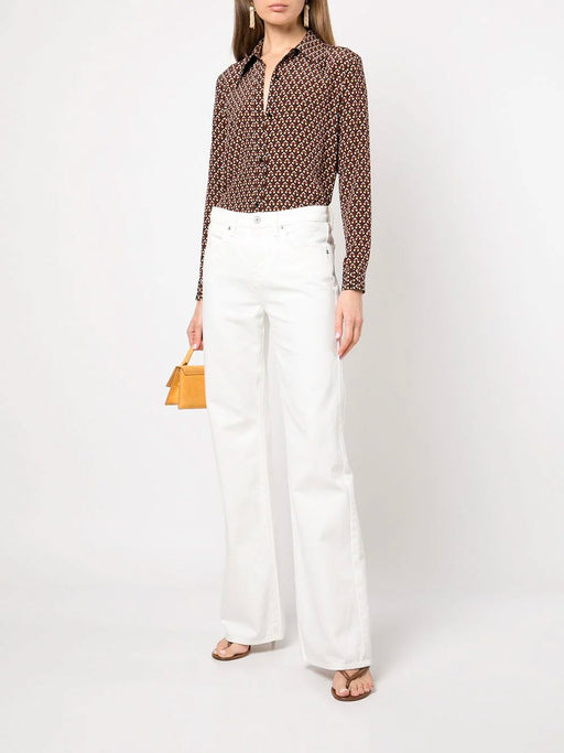 Simone Geometrical Print Silk Blouse