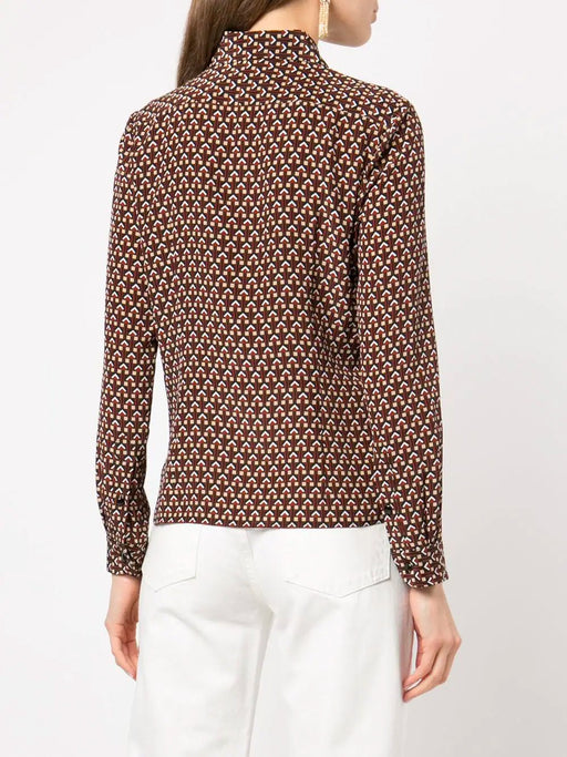 Simone Geometrical Print Silk Blouse