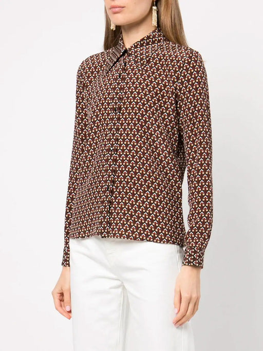 Simone Geometrical Print Silk Blouse