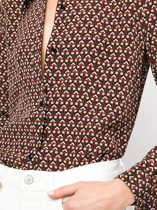 Simone Geometrical Print Silk Blouse