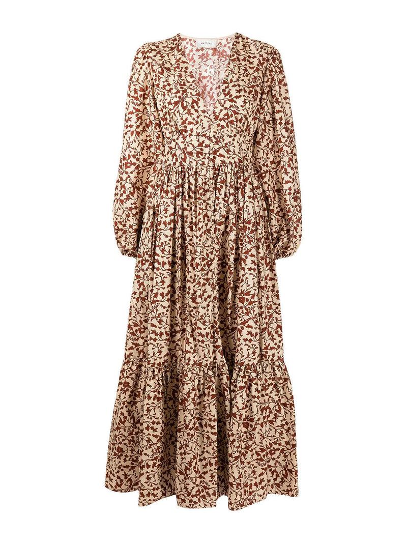 Voluminous V Neck Maxi Dress