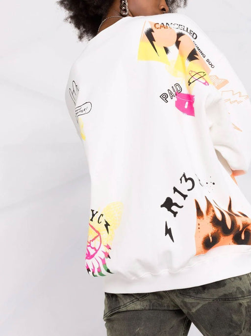 Graffiti Oversized Crewneck Sweatshirt