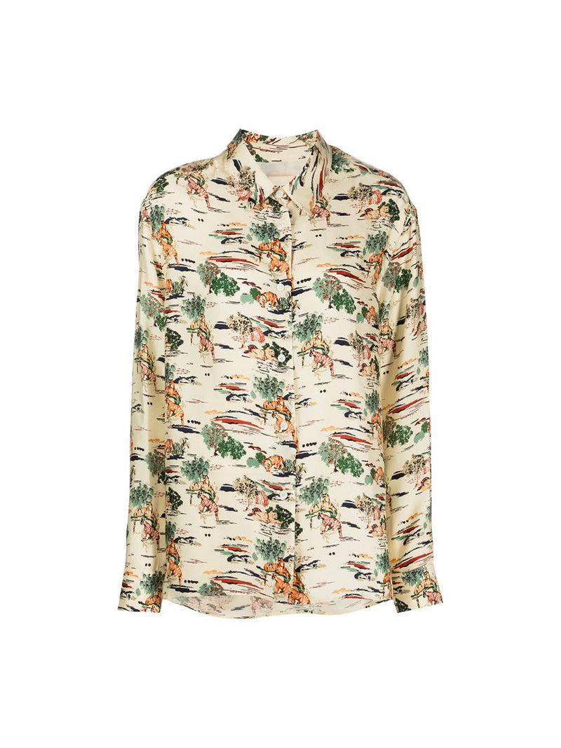 Tiger Print Silk Button Down