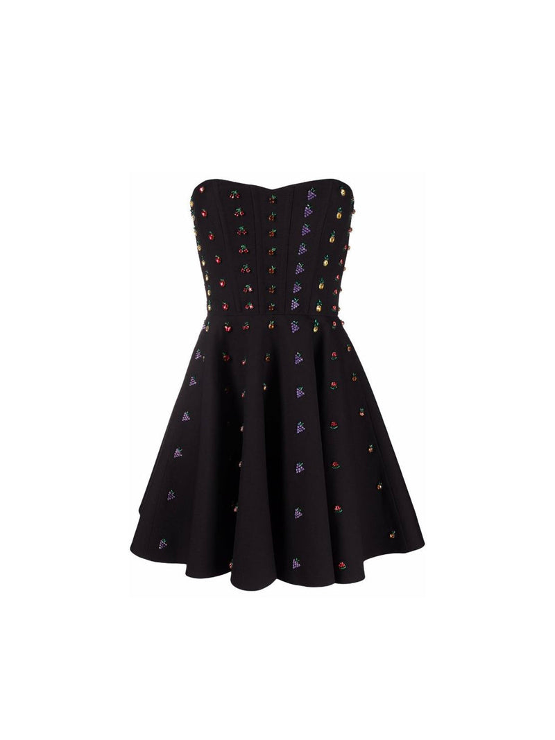 Strapless Fruit Embroidered Dress