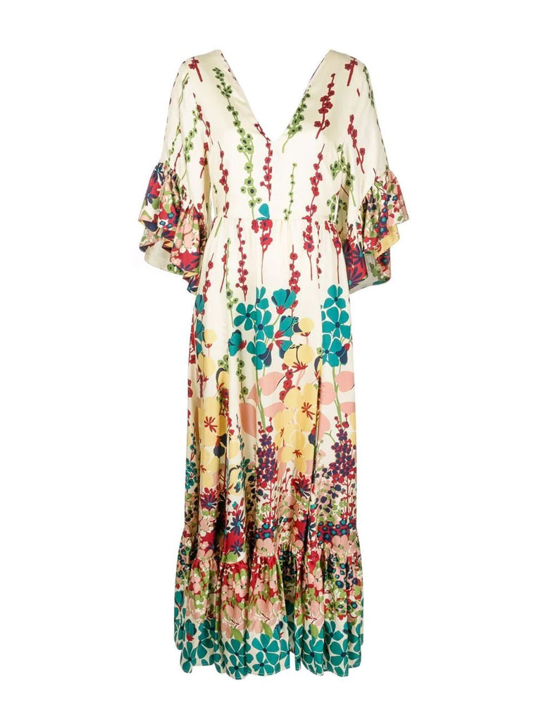 Bella 3/4 Ruffle Sleeve Midi Dress