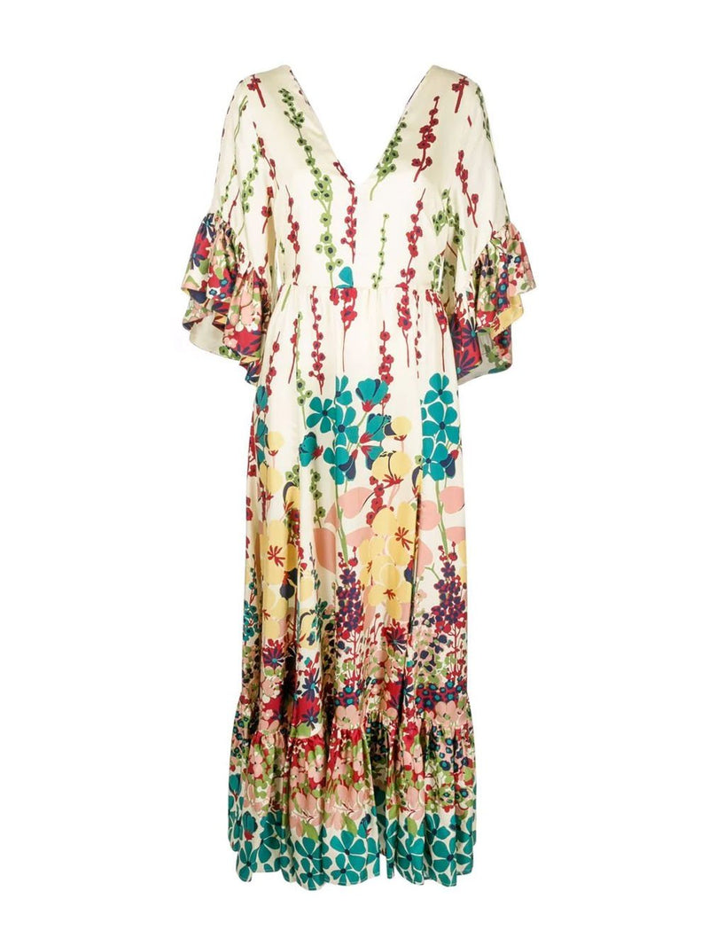 Bella 3/4 Ruffle Sleeve Midi Dress