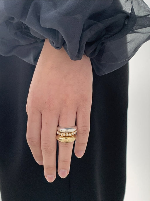 Plated Pearl Double Ring