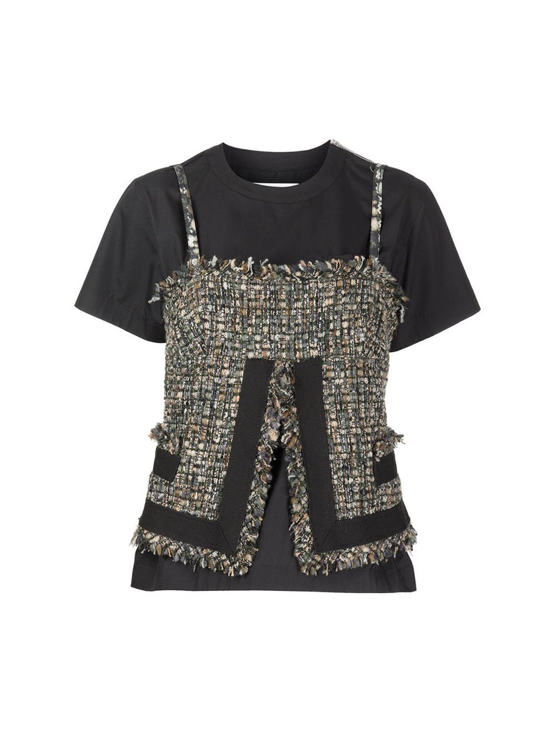 Tee with Tweed Pullover