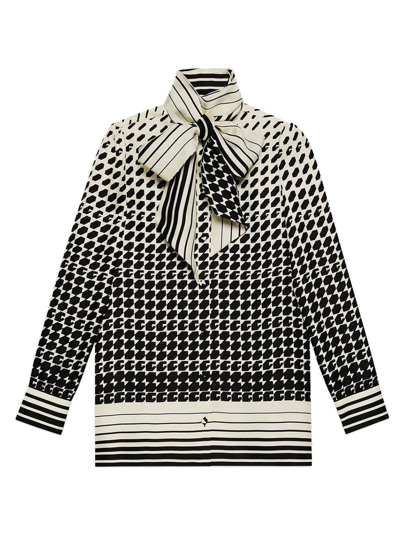 Geometric Print Bow Tie Shirt