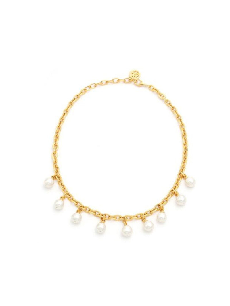 Gold Chain Link Necklace with Pearl