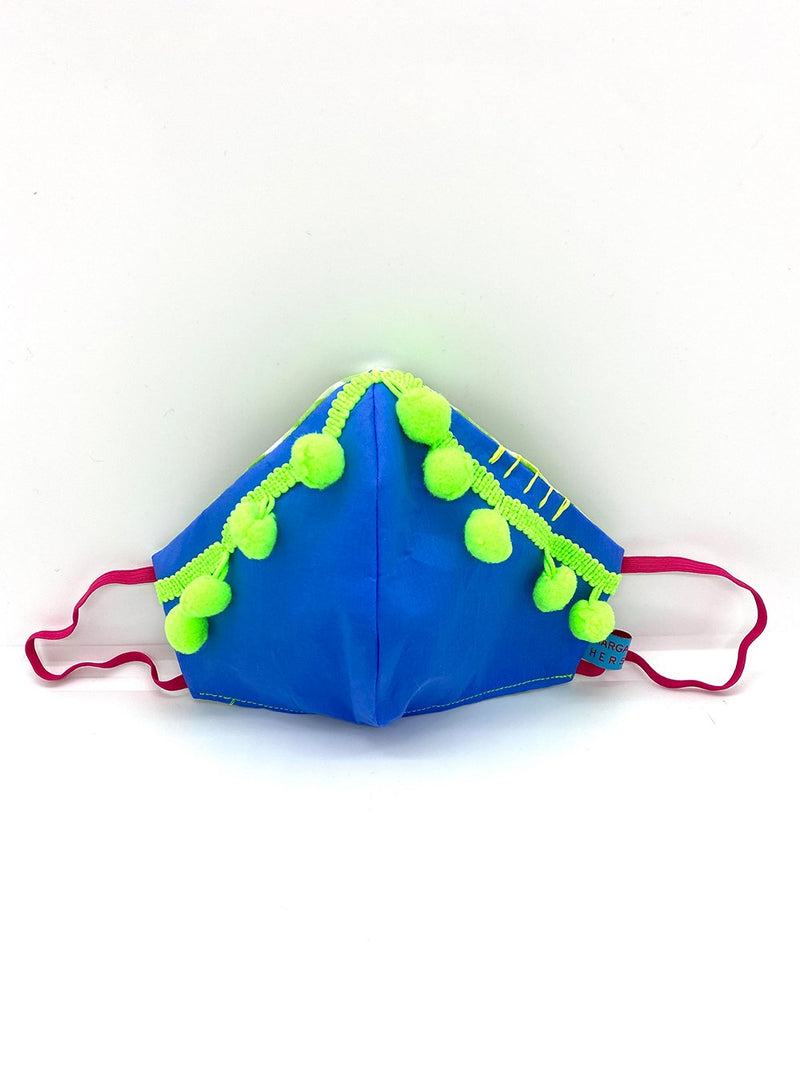 Fluorescent Green PomPom Mask