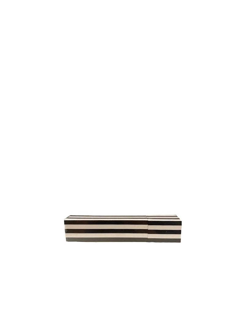 Square Black and White Striped Match Box