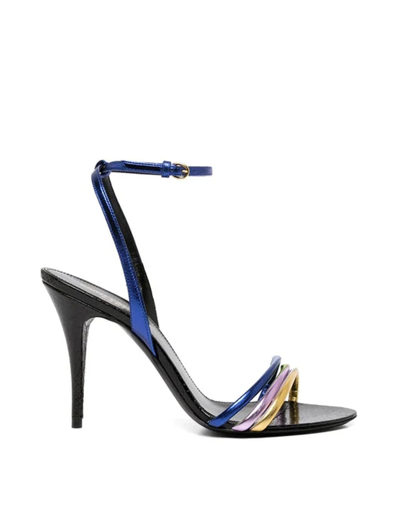 Sexy Metallic Leather Ankle Strap Sandals