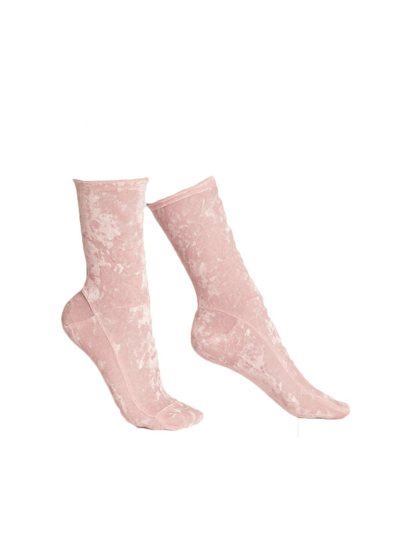 Blush Pink Crushed Velvet Socks