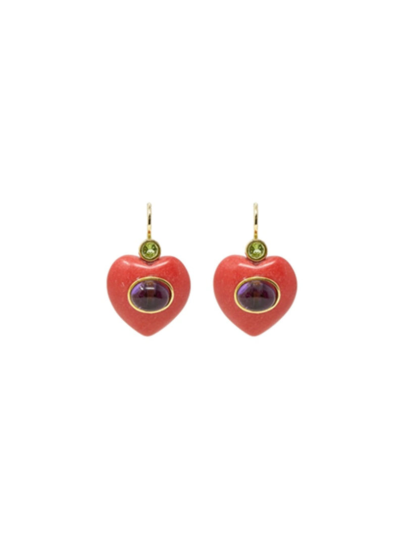 Red and Purple Heart Earrings
